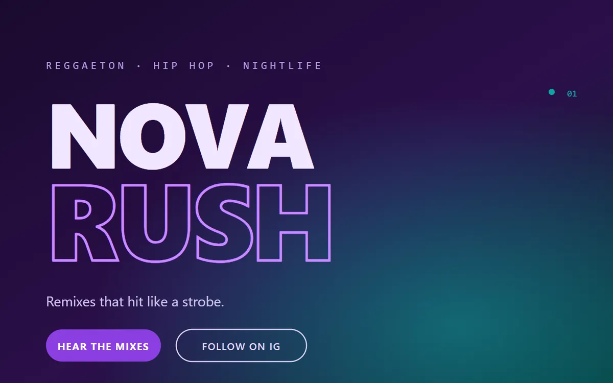 Nova Rush DJ brand site